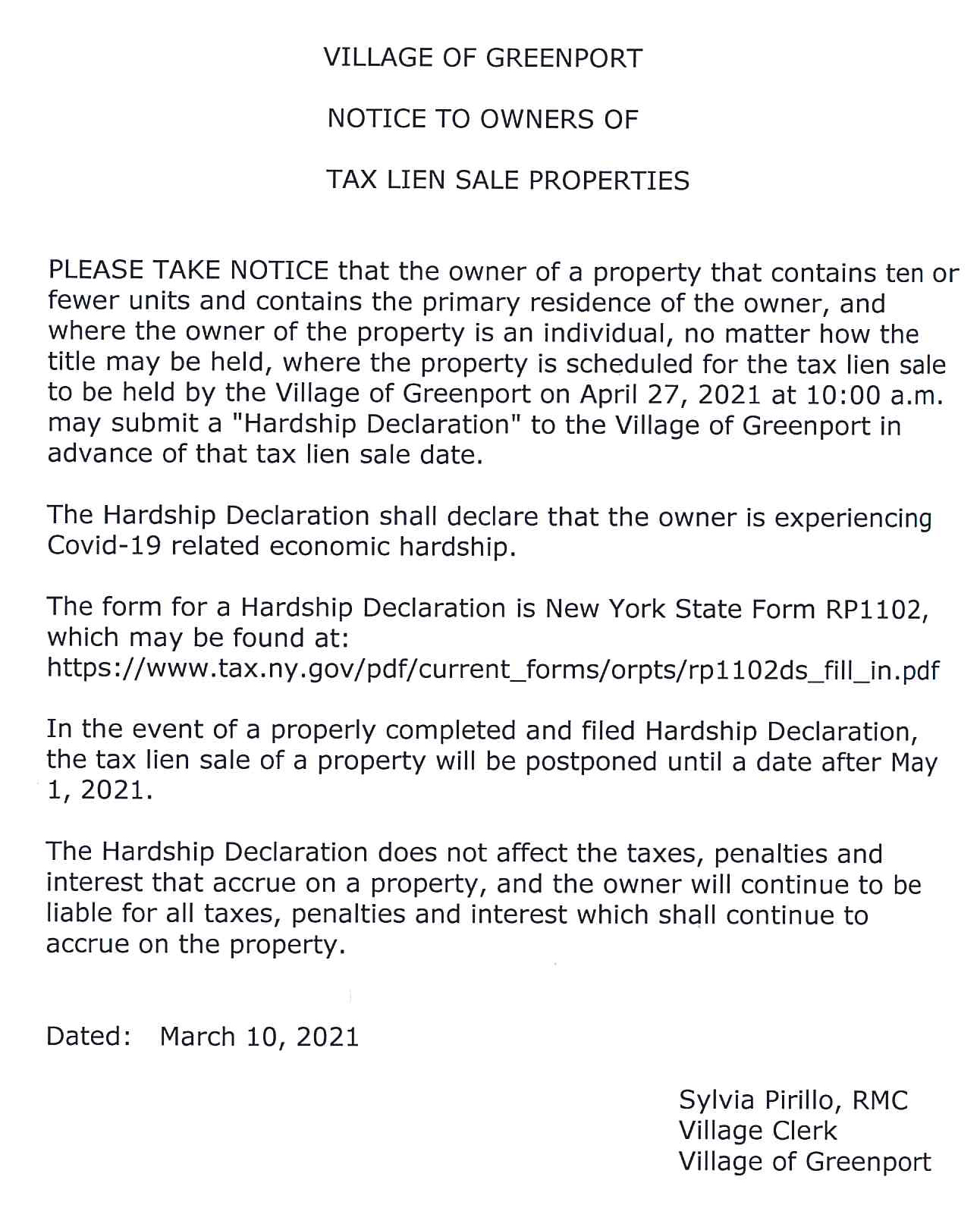 VILLAGE OF GREENPORT / ESTABLISHED 1838 VILLAGE OF GREENPORT / ESTABLISHED 1838