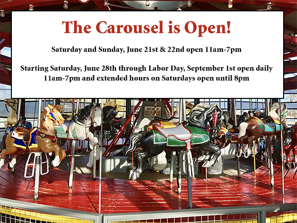 Saturday and Sunday, June 21st & 22nd open 11am-7pm. Starting Saturday, June 28th through Labor Day, September 1st open daily 11am-7pm and extended hours on Saturdays open until 8pm